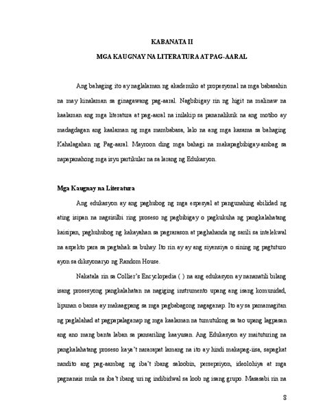 KABANATA II MGA KAUGNAY NA LITERATURA AT PAG .